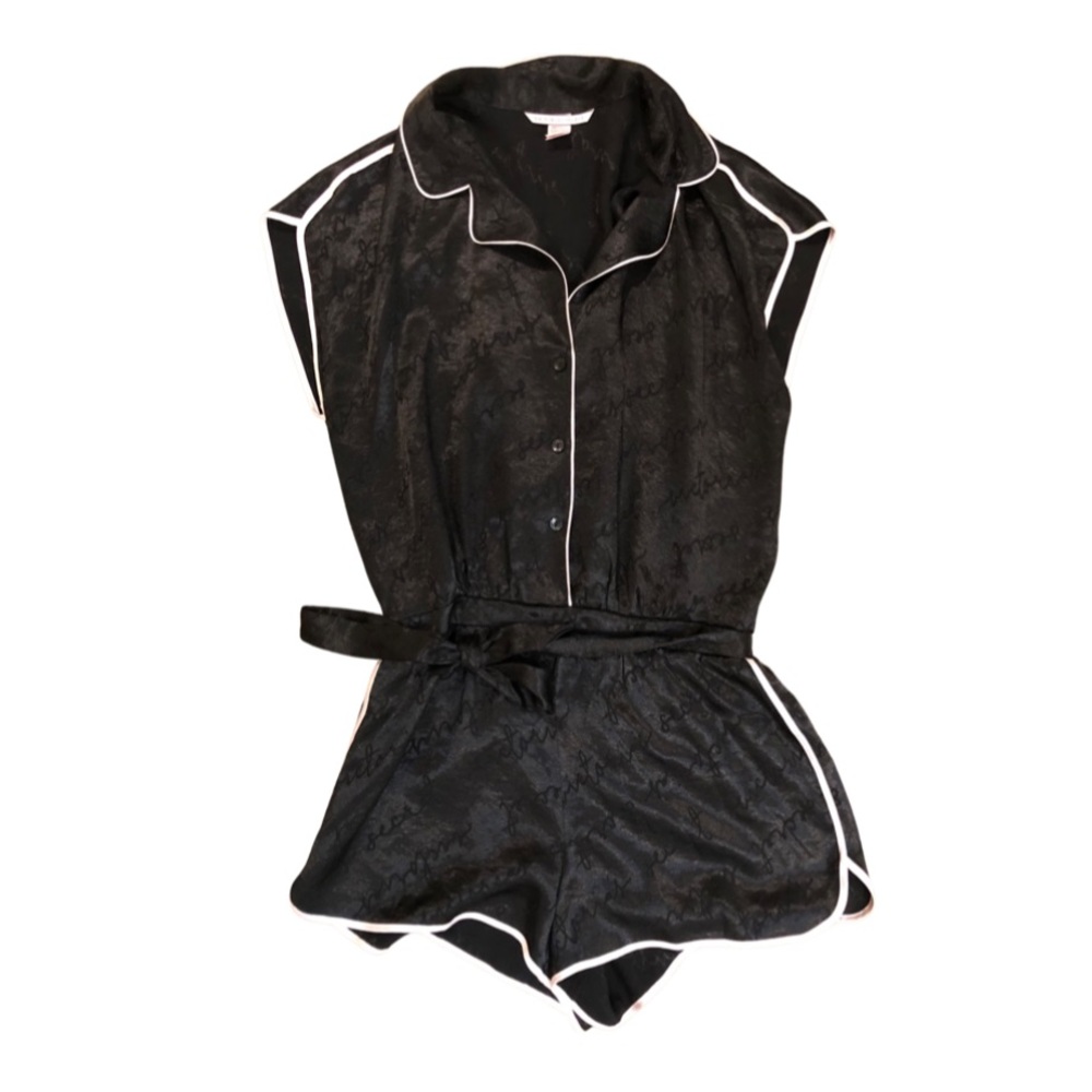 VICTORIAS SECRET BLACK SILKY BABYDOLL ROMPER SIZE Small